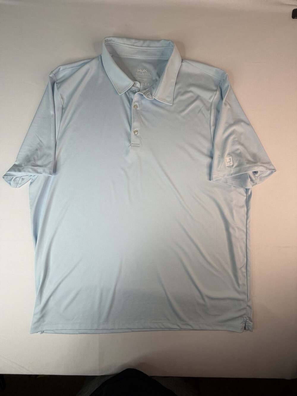 Huk Mens XXXL 3XL Light Blue Performance Fishing Polo Shirt Short Sleeve